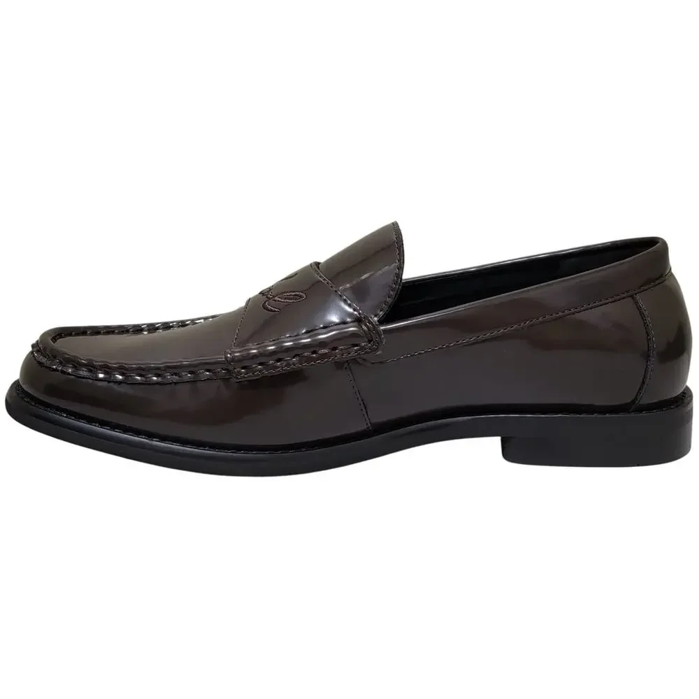 Karl Lagerfeld Men Faron Logo Moccasin Penny Loafers Size US 9.5 Dark Brown